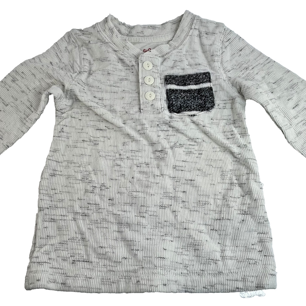 Cat & Jack Baby Henley Shirt Gray Pocket Long Sleeve 12M
